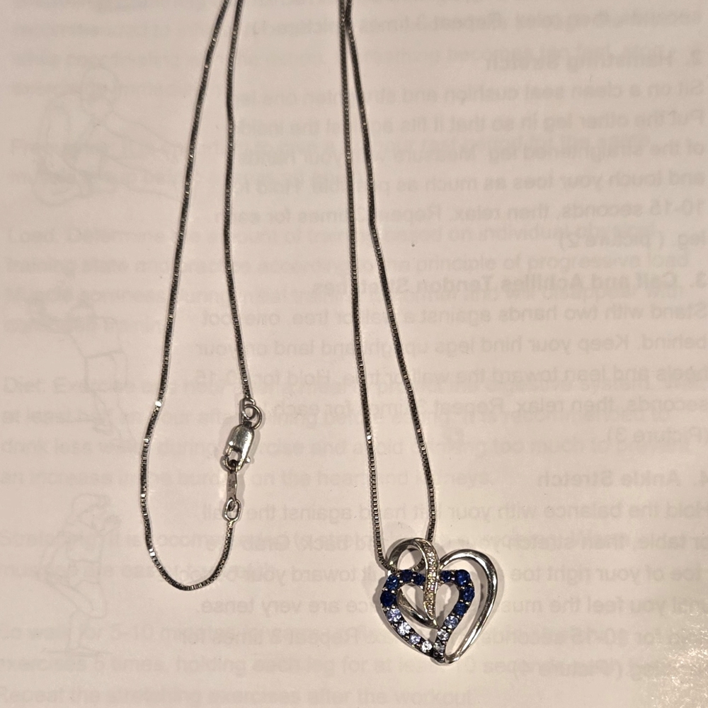 Kay Jewelers Silver Necklace with Blue and White Heart Pendant